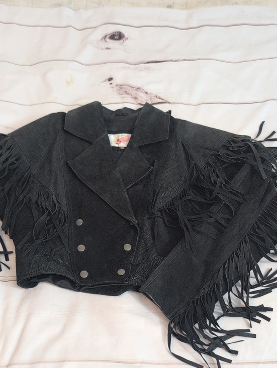 Adler Jackets & Blazers - Vintage Adler Black Leather Fring Moto Style Jacket size Small